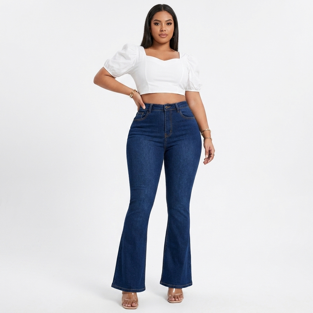 Modelo Calças Flare Jeans